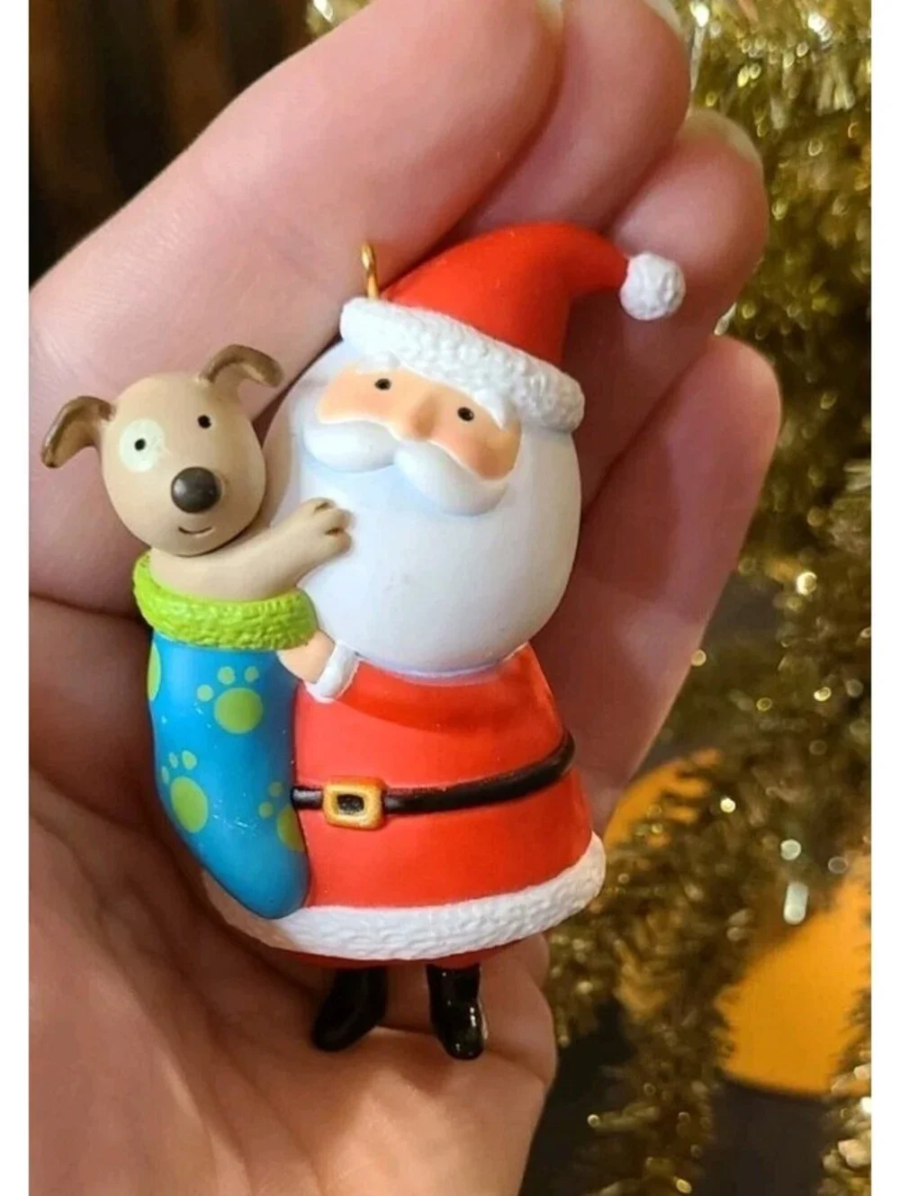 Hallmark Keepsake Ornament Stocking Stuffing Santa Claus Puppy Dog Stocking 2012